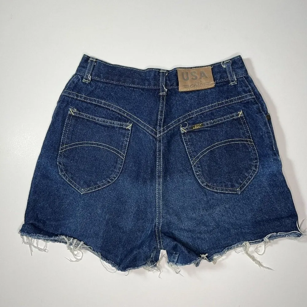 VTG 90s 80s Chic Denim Cutoff Jean Shorts Womens High Waisted Mom 12 (Waist 26") Blue - Image 2
