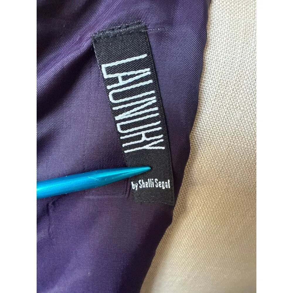 Vintage 90s Laundry by Shelli Segal Purple Velvet & Satin Formal Dress Size 6 - Image 6