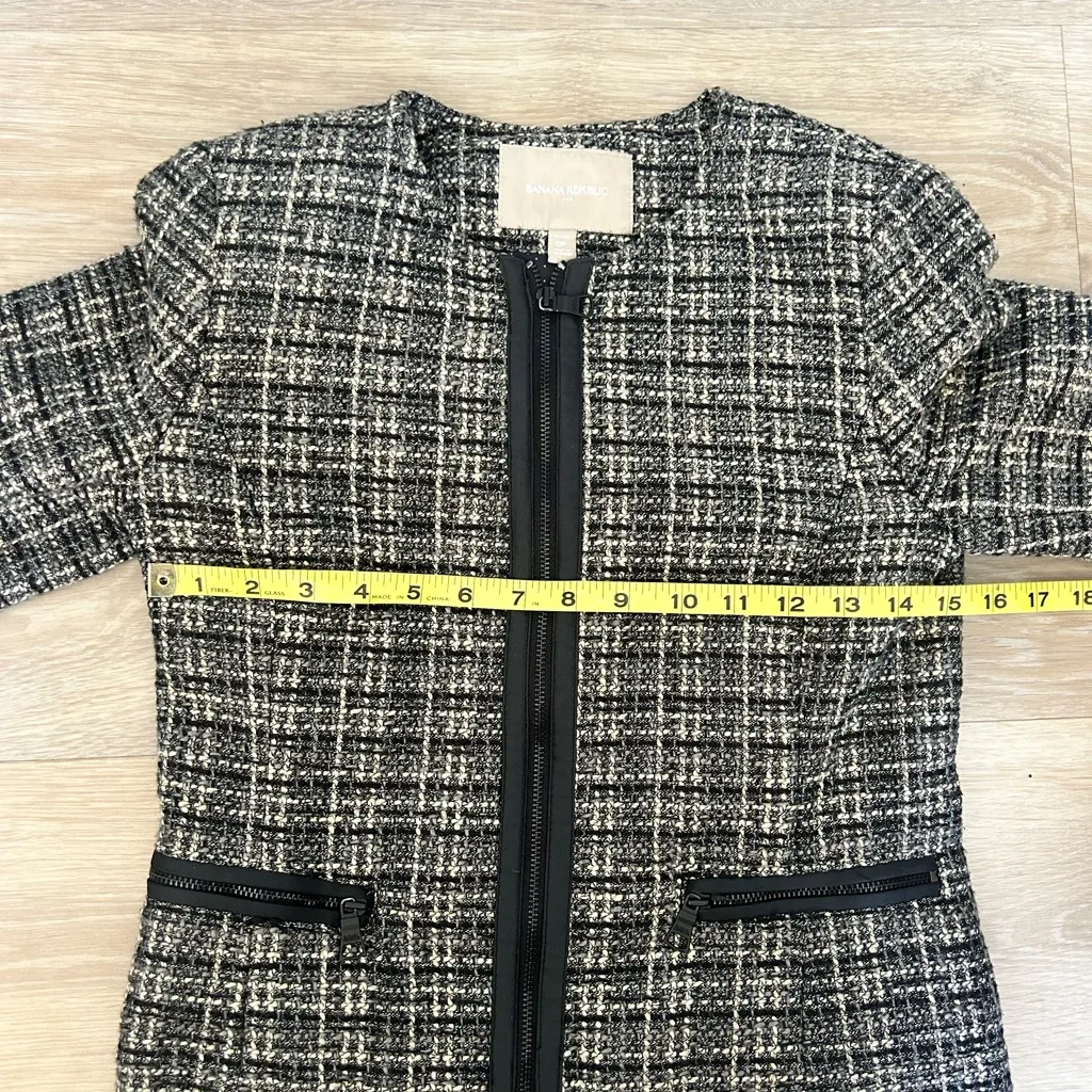Banana Republic Tweed Zip Jacket Petite 0P Black Ivory - Image 5