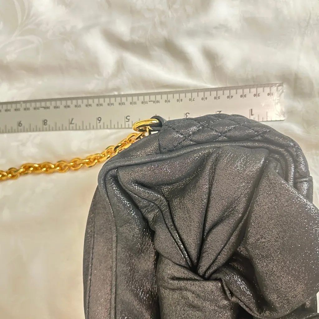 Vintage Juicy Couture black leather glitter bow bag small - Image 6