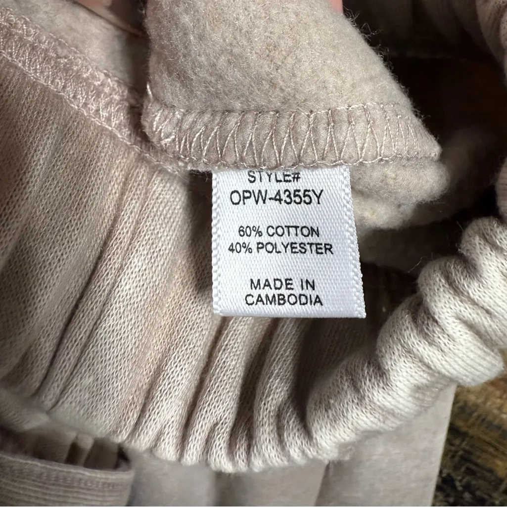 Zenana ash mocha fleece lined acid wash Jogger Pants Tan Size L - Image 5