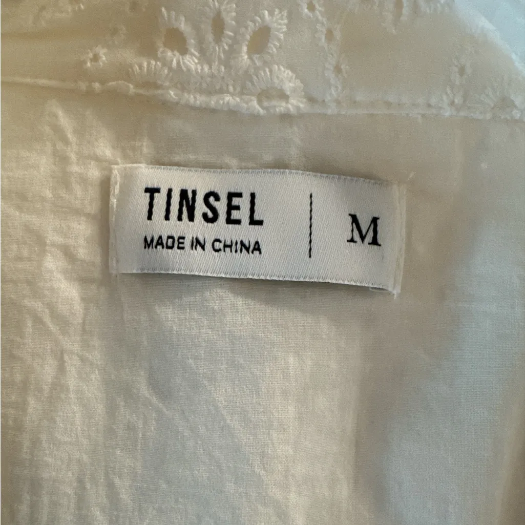 Tinsel White Eyelet Embroidered‎ Dress Size M - Image 6