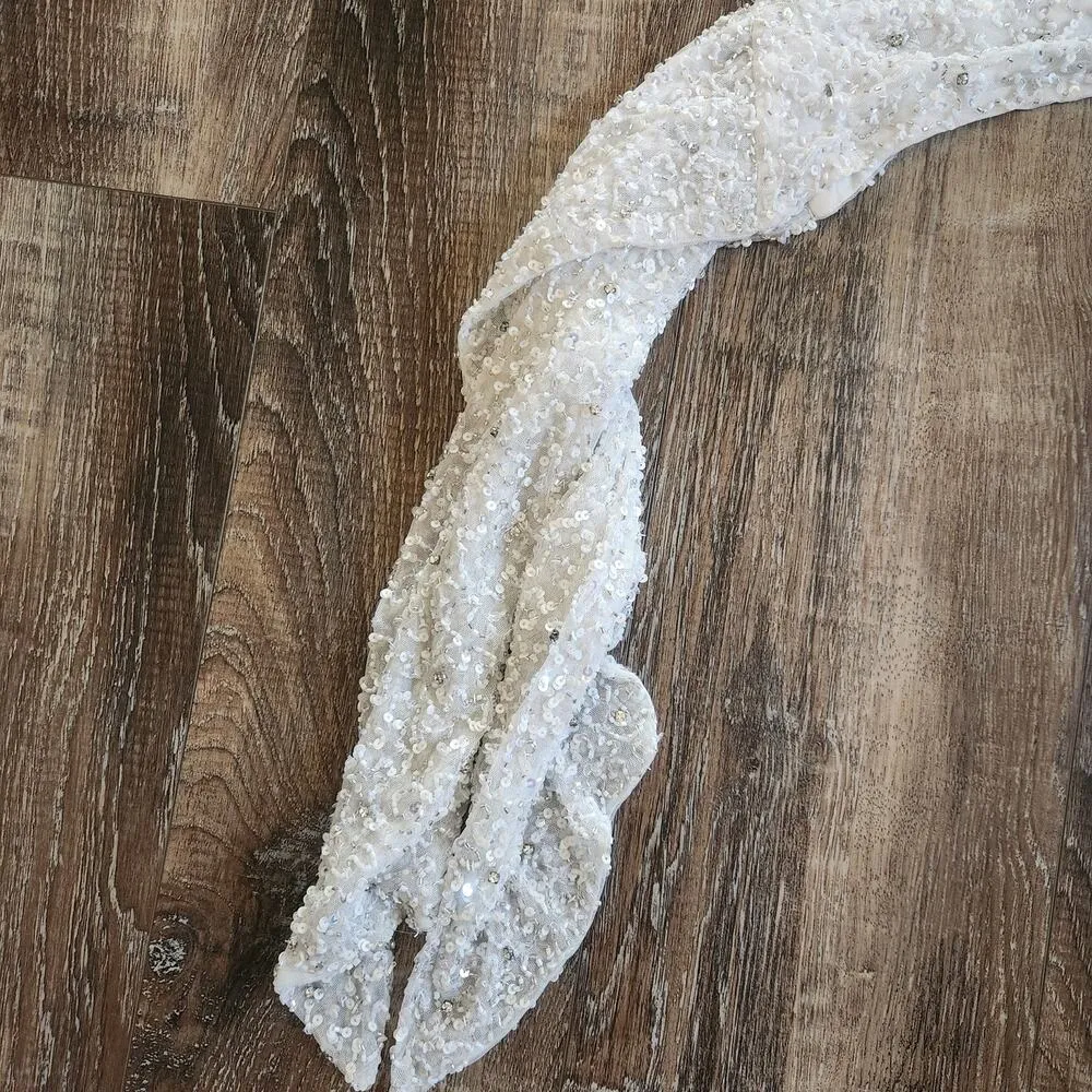 Retrofete Quinn Sequin Top in White Size XXS One Shoulder Crop NWT Beading - Image 5