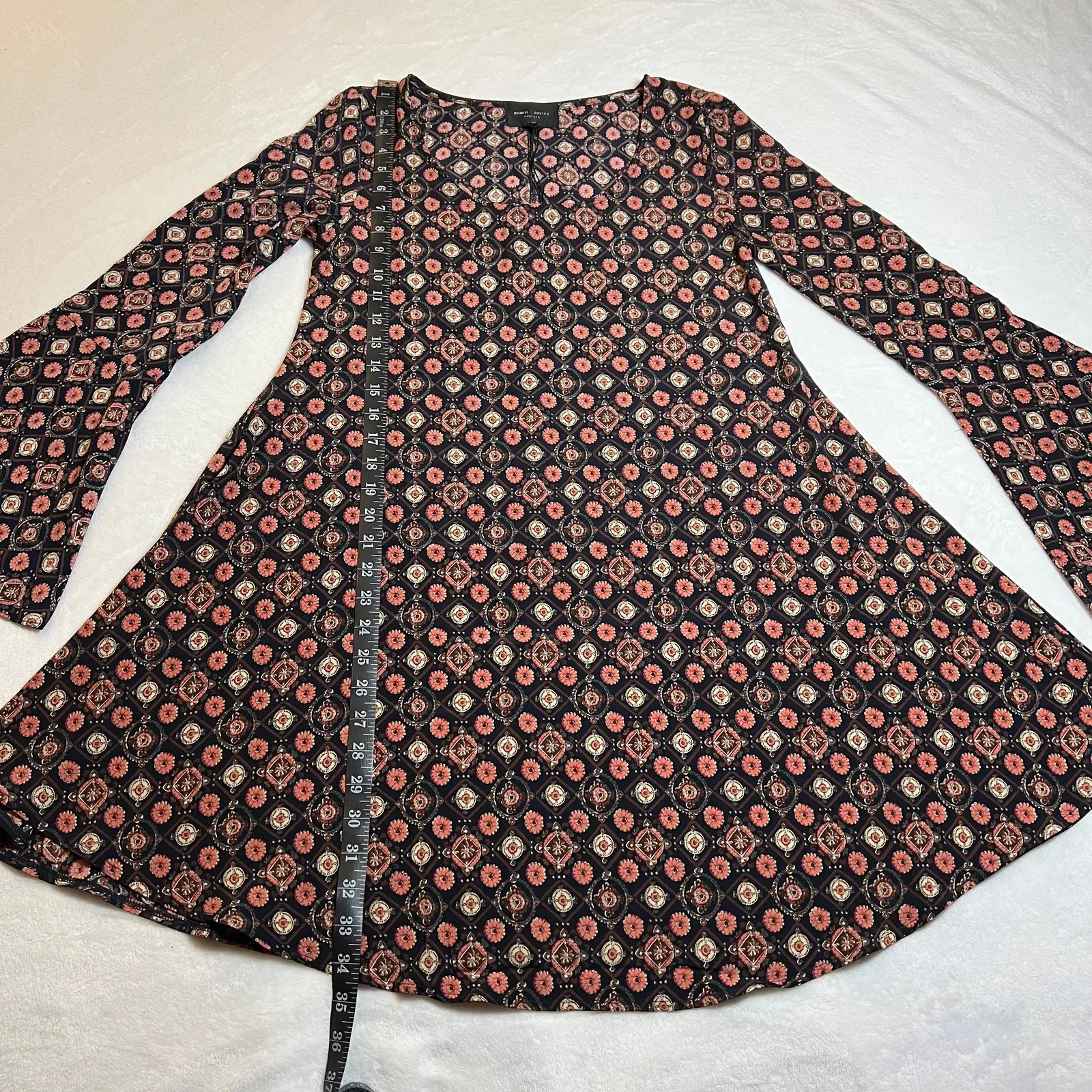 Romeo & Juliet Couture Scoop Neck Floral Print A-Line Mini Dress Size Groovy Mod - Image 9