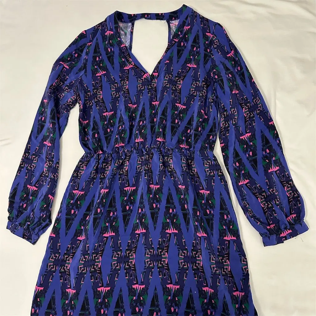 Amanda Uprichard Women's S Purple V-Neck Long Sleeve Dress Casual - Image 2