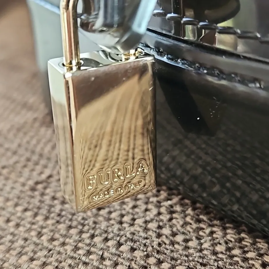 Furla Black Glossy Rubber Small Candy Satchel - Image 5