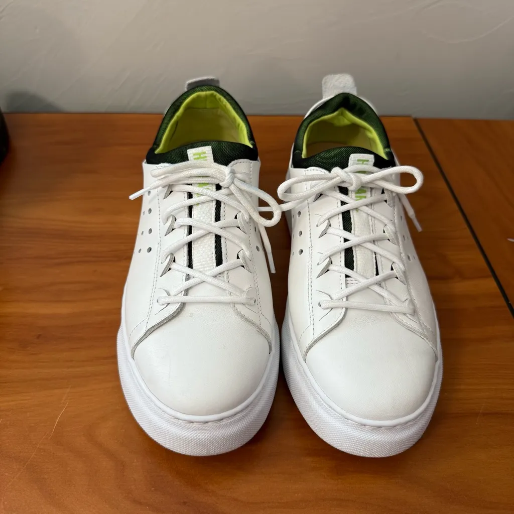 Samuel Hubbard Women's Flight Sport White Leather Sneaker Casual Green Detail W8 Size 8 - Image 2