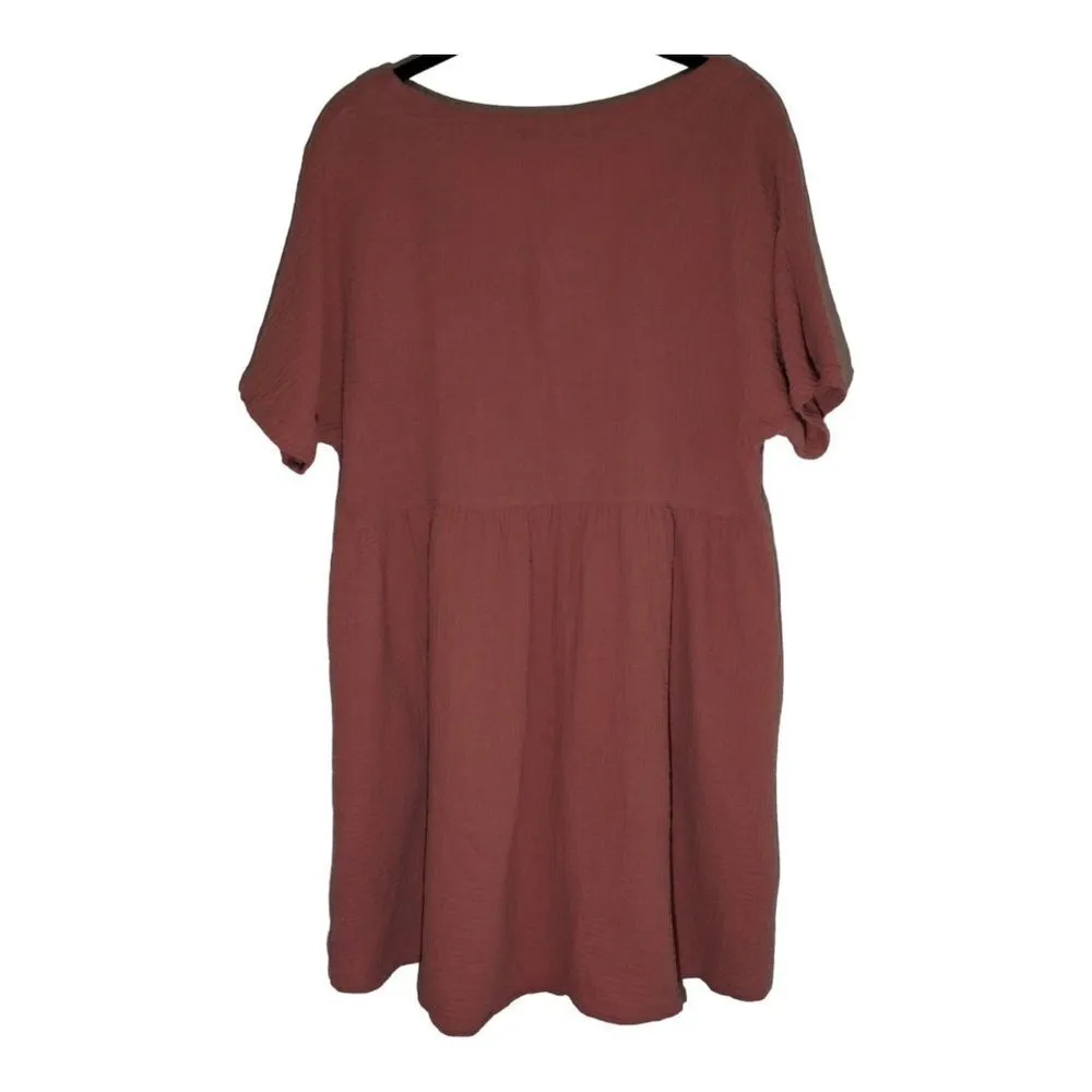 BE COOL‎ Boho Coral Short Sleeved Dress Size L - Image 5