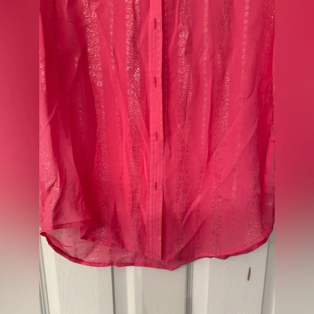 Trina Turk Puff 3/4 Sleeve Elegant Women’s Sparkle Pink Blouse Size Small - Image 6