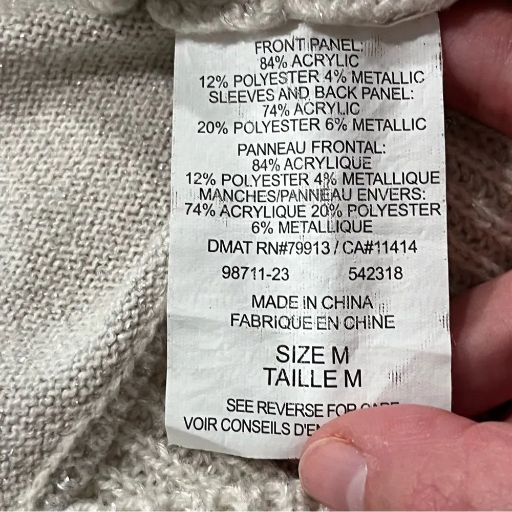 Motherhood Maternity Metallic Beige 3/4 Sleeve Sweater Size Medium - Image 5