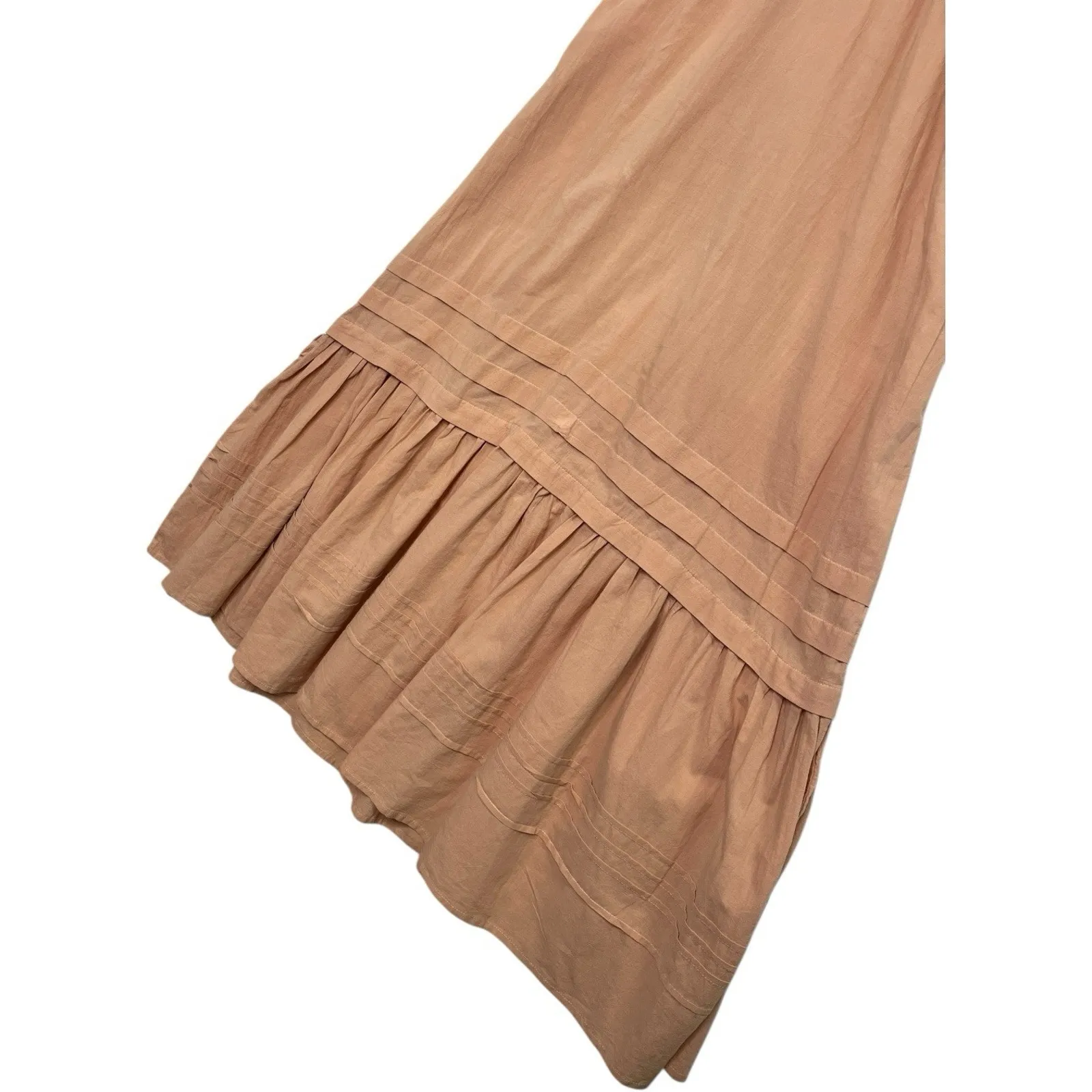 Pampelone Maxi Sun Dress Womens Small Tan Boho Sundress Beach Resort Vacation Brown - Image 6