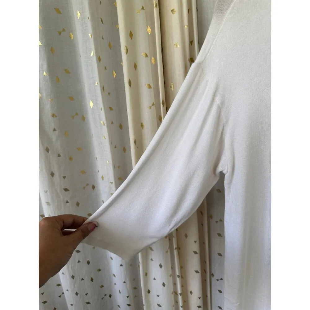 J. Jill Wearever Collection Ivory Quarter Sleeve Classic Button Down Cardigan M White Size M - Image 3