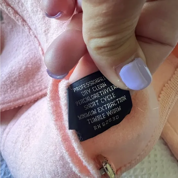 VINTAGE LANDS‎ END blush pink 100% wool blazer jacket heavy western boho SIZE 14 - Image 4