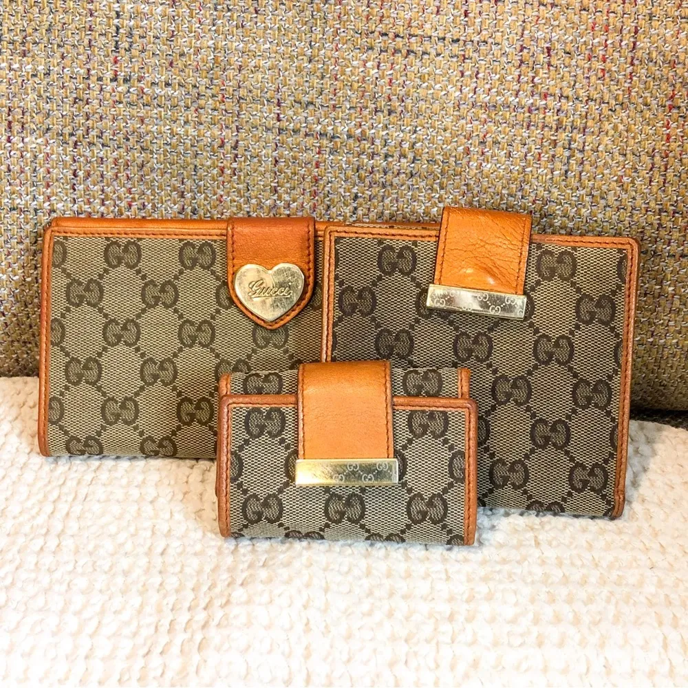 GUCCI GG Monogram Canvas & Leather Heart Clasp Full Length Continental Wallet - Image 16