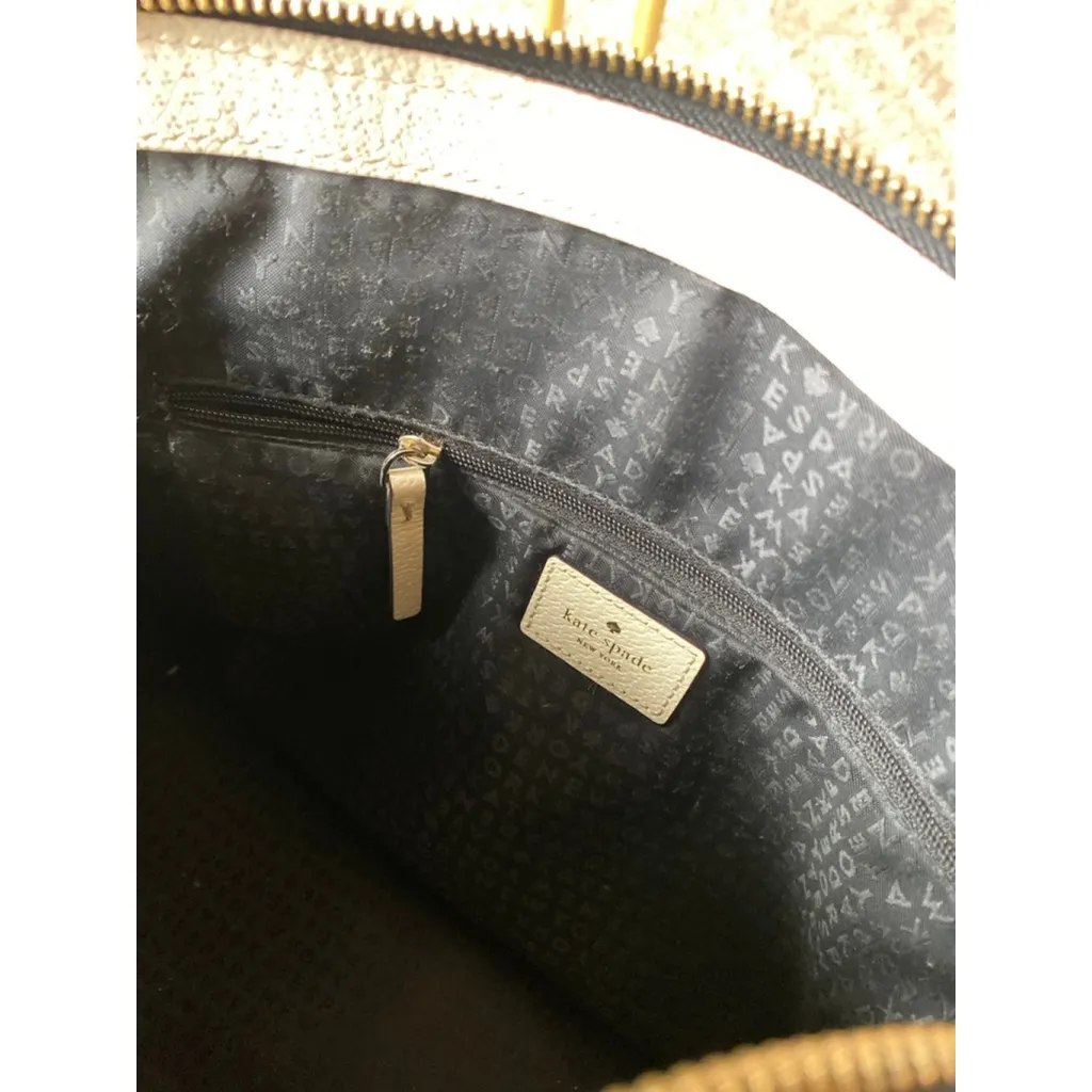 Kate Spade Bow Satchel Black Cream Handbag Top Handle Quiet Luxury Old Money Zip - Image 11