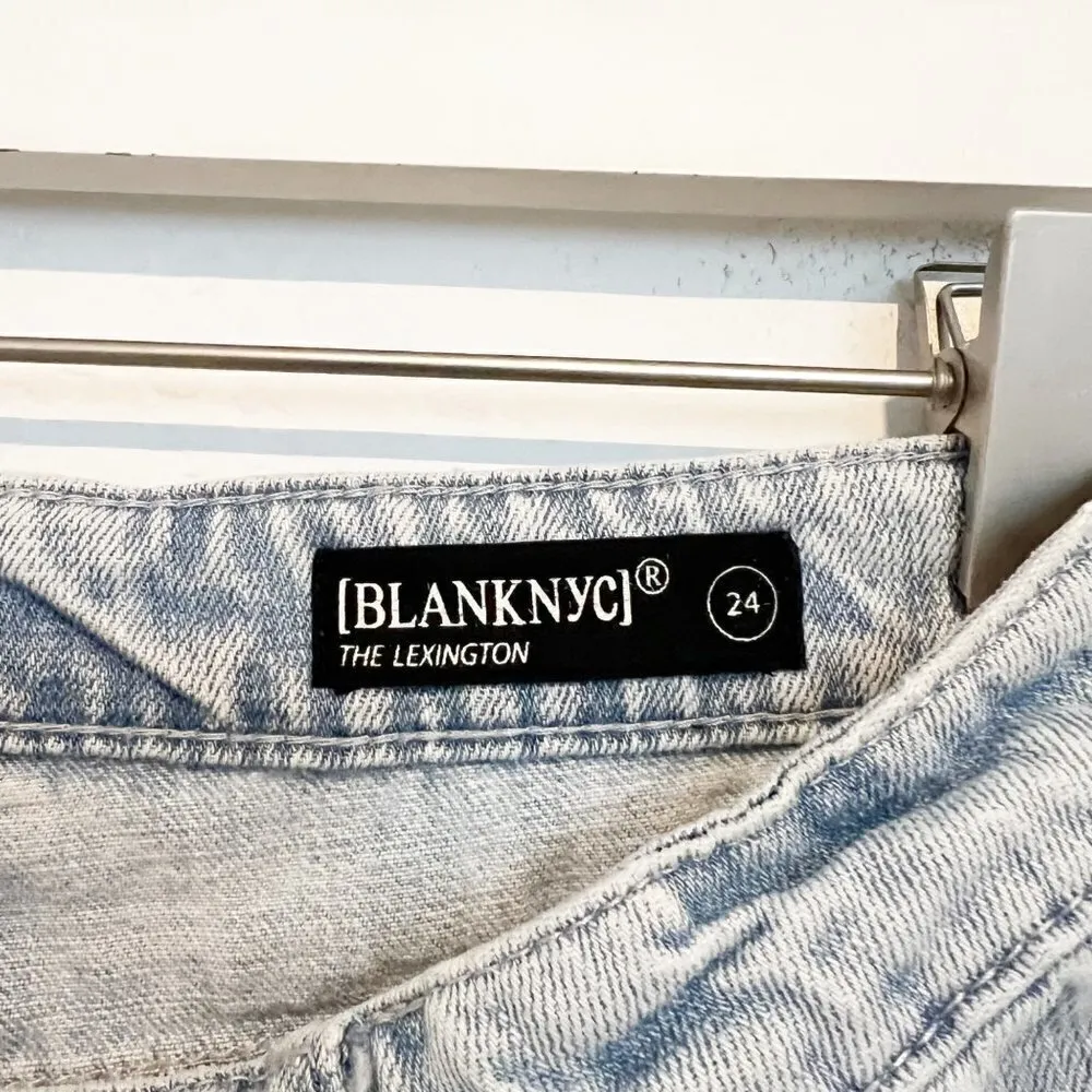 Blank NYC The Lexington Straight Leg Split Hem‎ Light Wash Blue Jeans Size 24 - Image 5