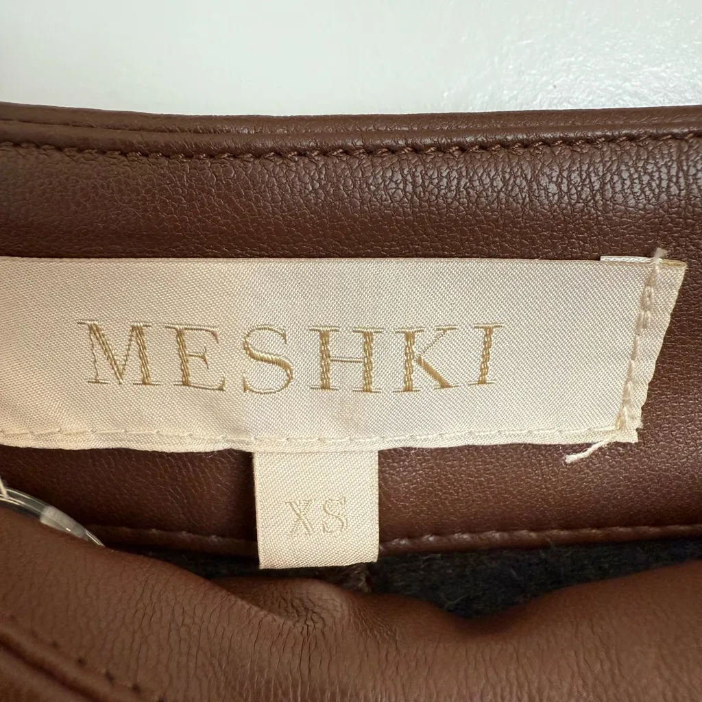 Meshki Tyra Straight Leg Faux Leather Pants XS Brown - Image 4