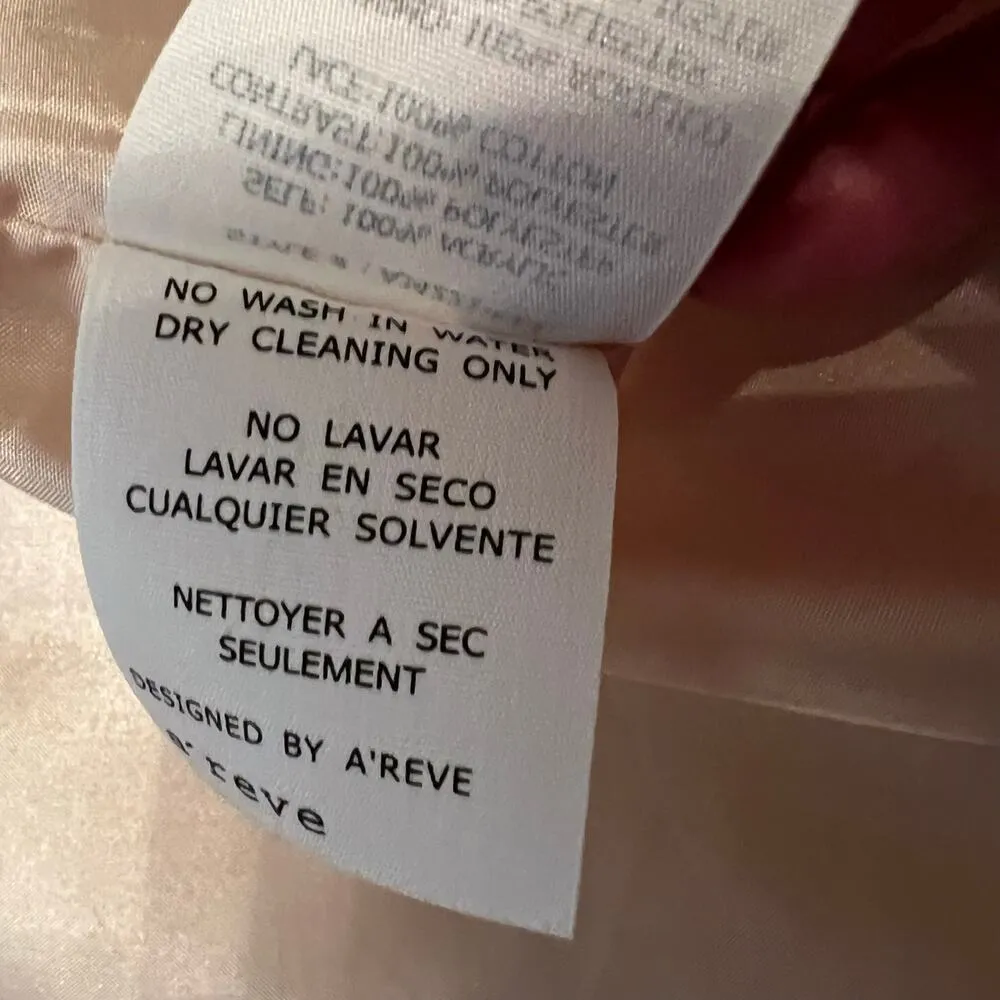 A’REVE Victorian cream button front peplum lace & ribbon pea coat Size Large Brown - Image 11