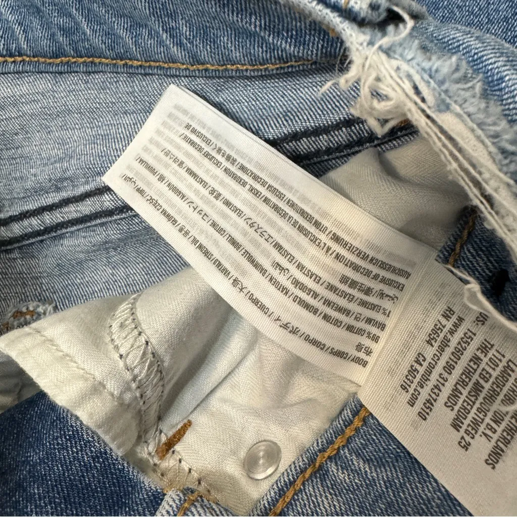 Abercrombie & Fitch High Rise Mom Jeans Distressed Ripped Knee Frayed Ankle 25/0 - Image 9