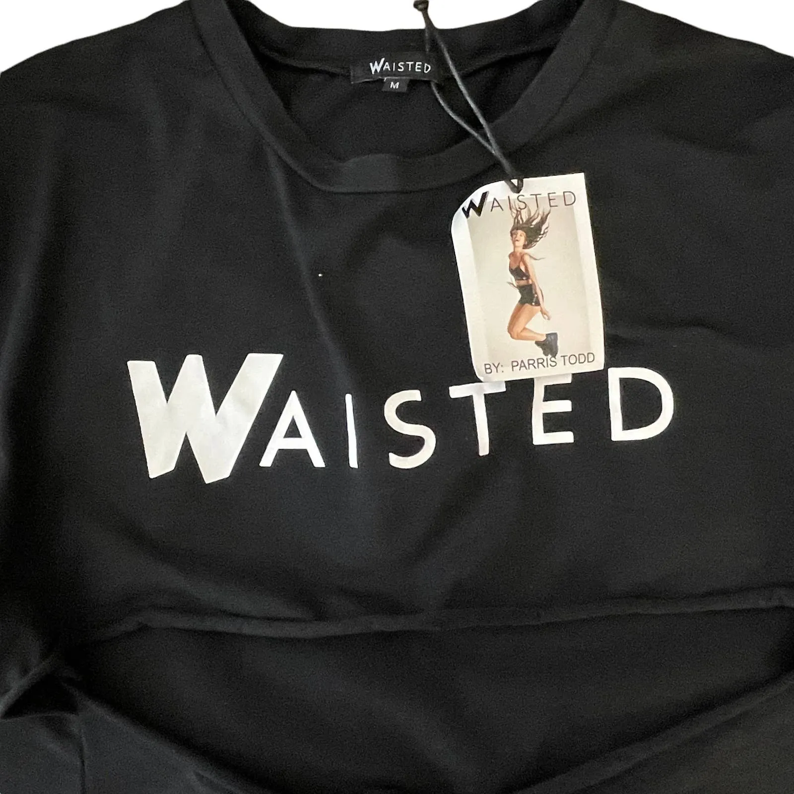 NWT WAISTED CUT OUT TIE TEE Size M Black Size M - Image 5
