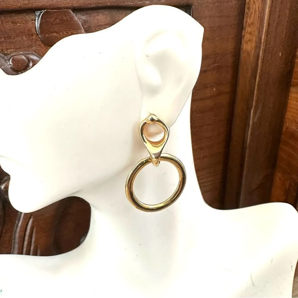 Gold tone double tier circle post earrings - Image 4