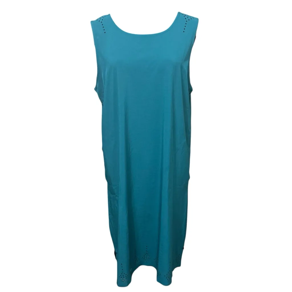 Title Nine Unconventional Dress XL Teal Nimblene Laser Cut Pockets UPF 50+ NWT - Image 2
