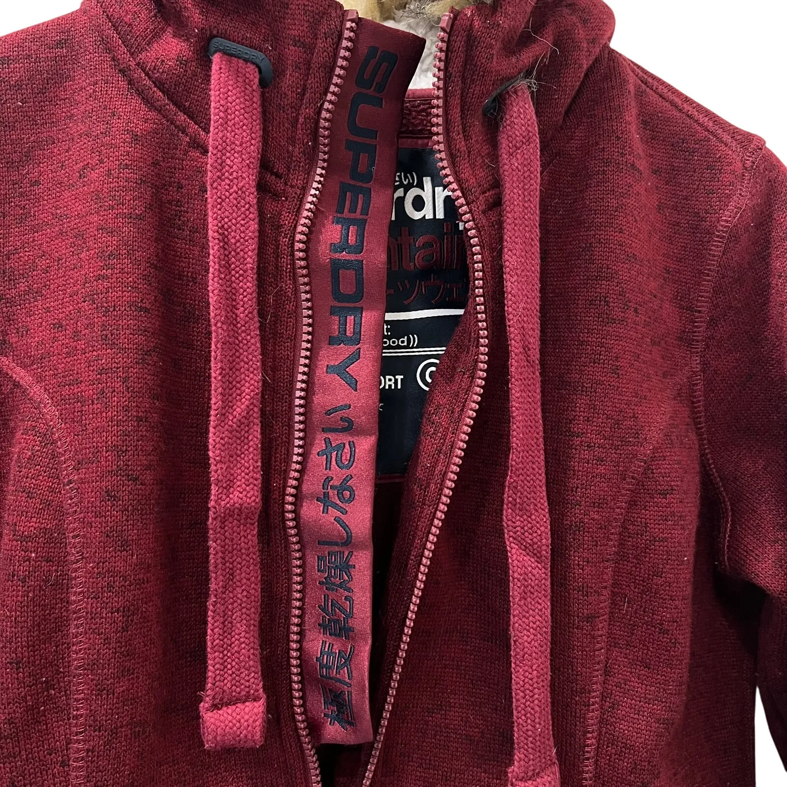 Superdry Womens Storm Fur Zip Hood Full Zip Hoodie Faux Fur Trim Large - Image 4