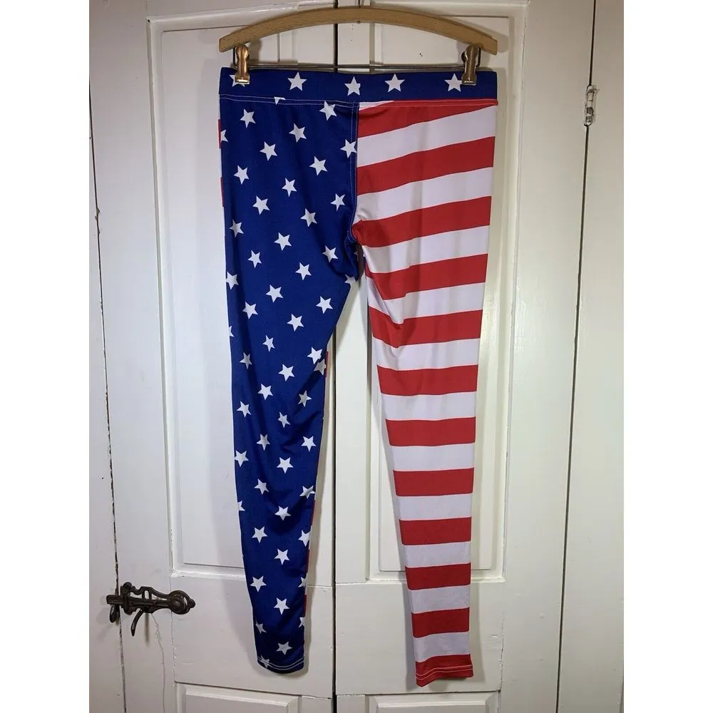 Tipsy Elves Leggings Womens Medium USA Flag Print Stretch Ski‎ Run Patriotic 4th - Image 4