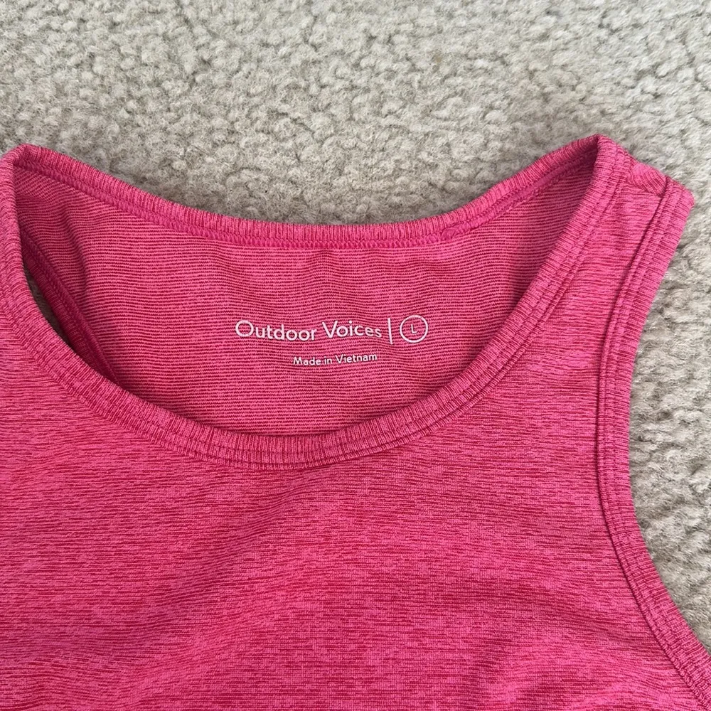 Outdoor Voices Athena Crop Top Flamingo Pink Racerback High Neck - Image 4