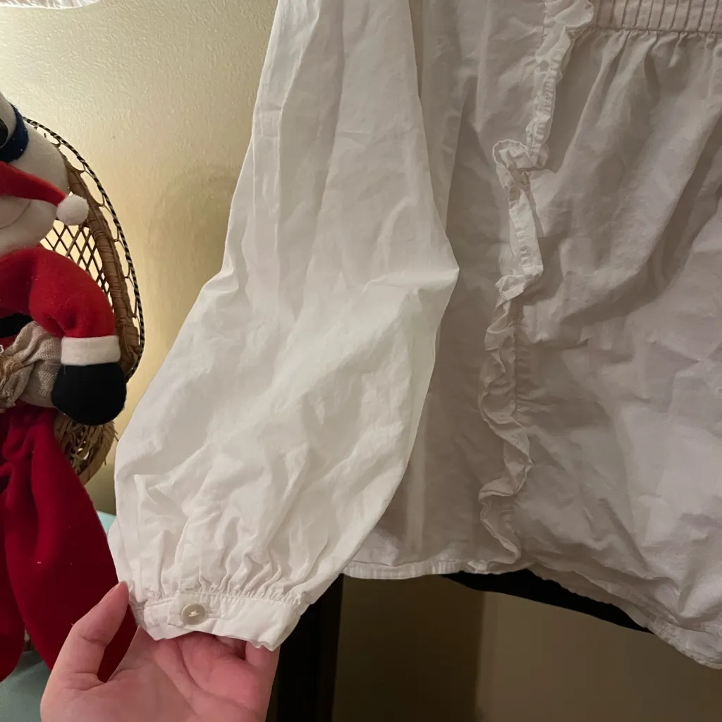 Able White Ruffle Blouse Size M - Image 2