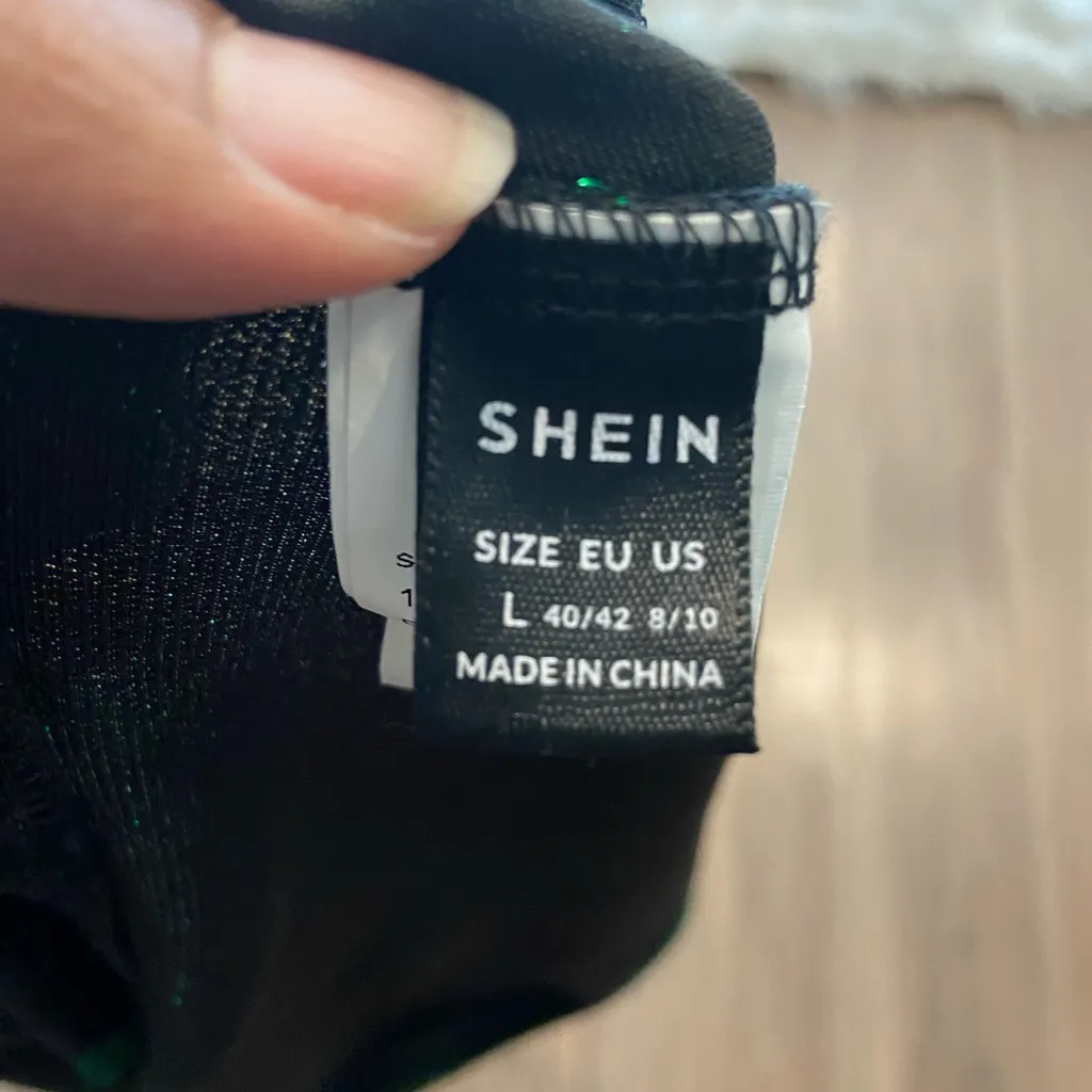 SHEIN Elegant Shimmer bodysuit in green - Image 7