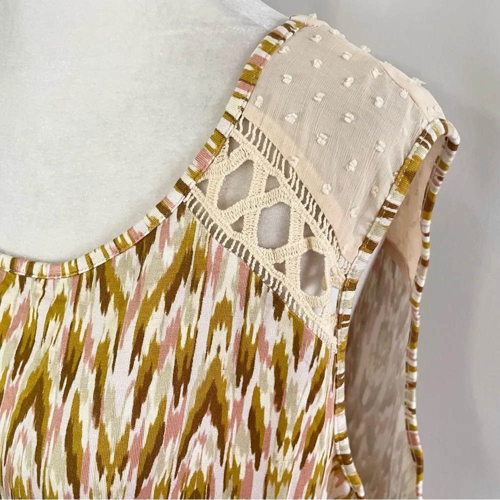 New  Crochet Swiss Dot Printed Knit Tank Top Waicy Oat Size XXL - Image 6