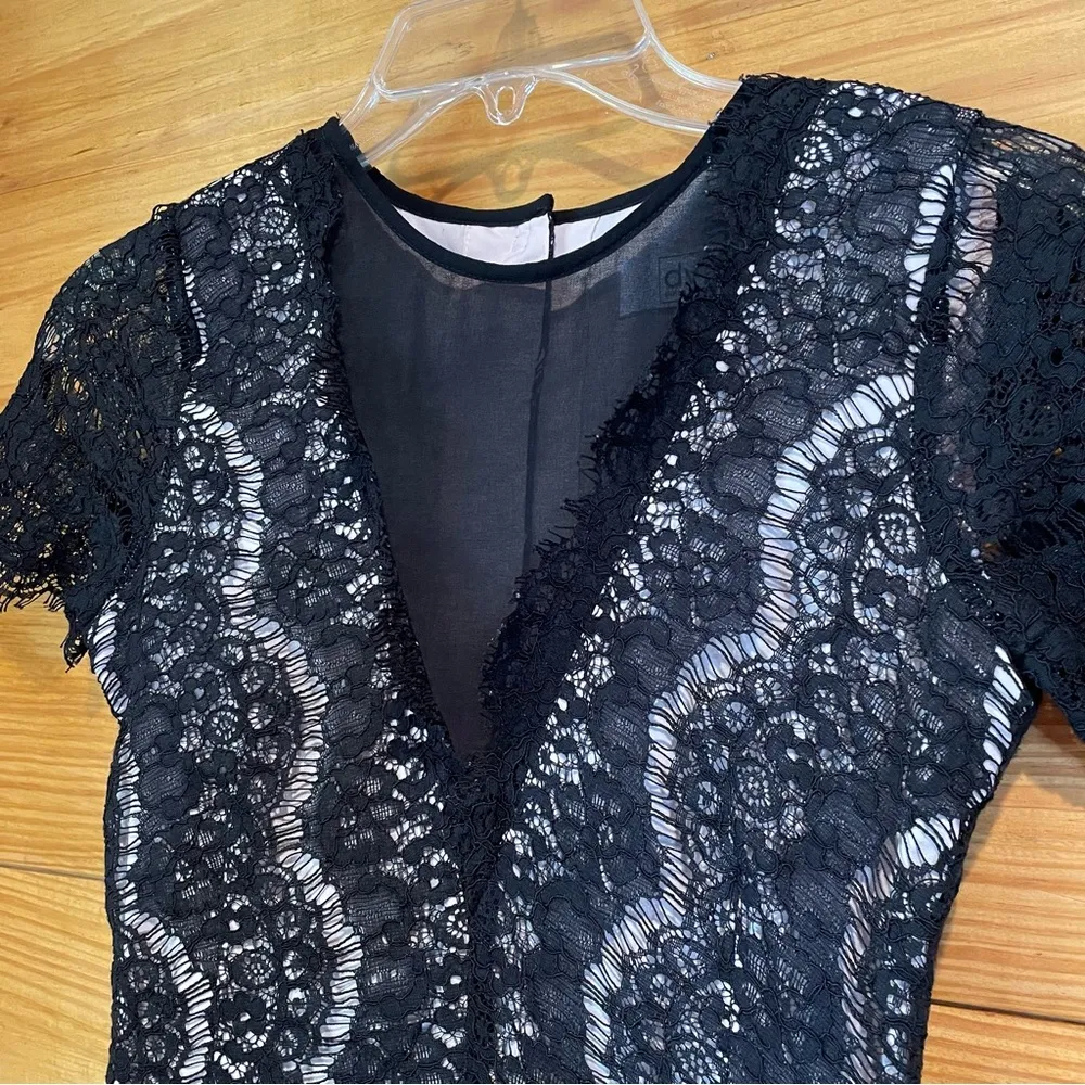 Dolce Vita Black Eyelash Lace Cutout Mini Dress Extra Small Size XS - Image 5