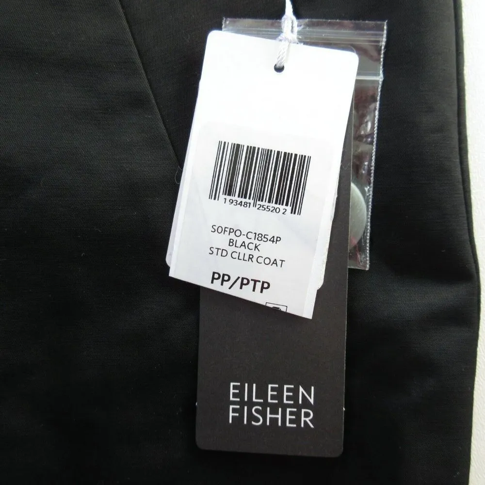 NWT Eileen Fisher Cotton Nylon Reversible Stand Collar in Black Gray Coat PP - Image 4