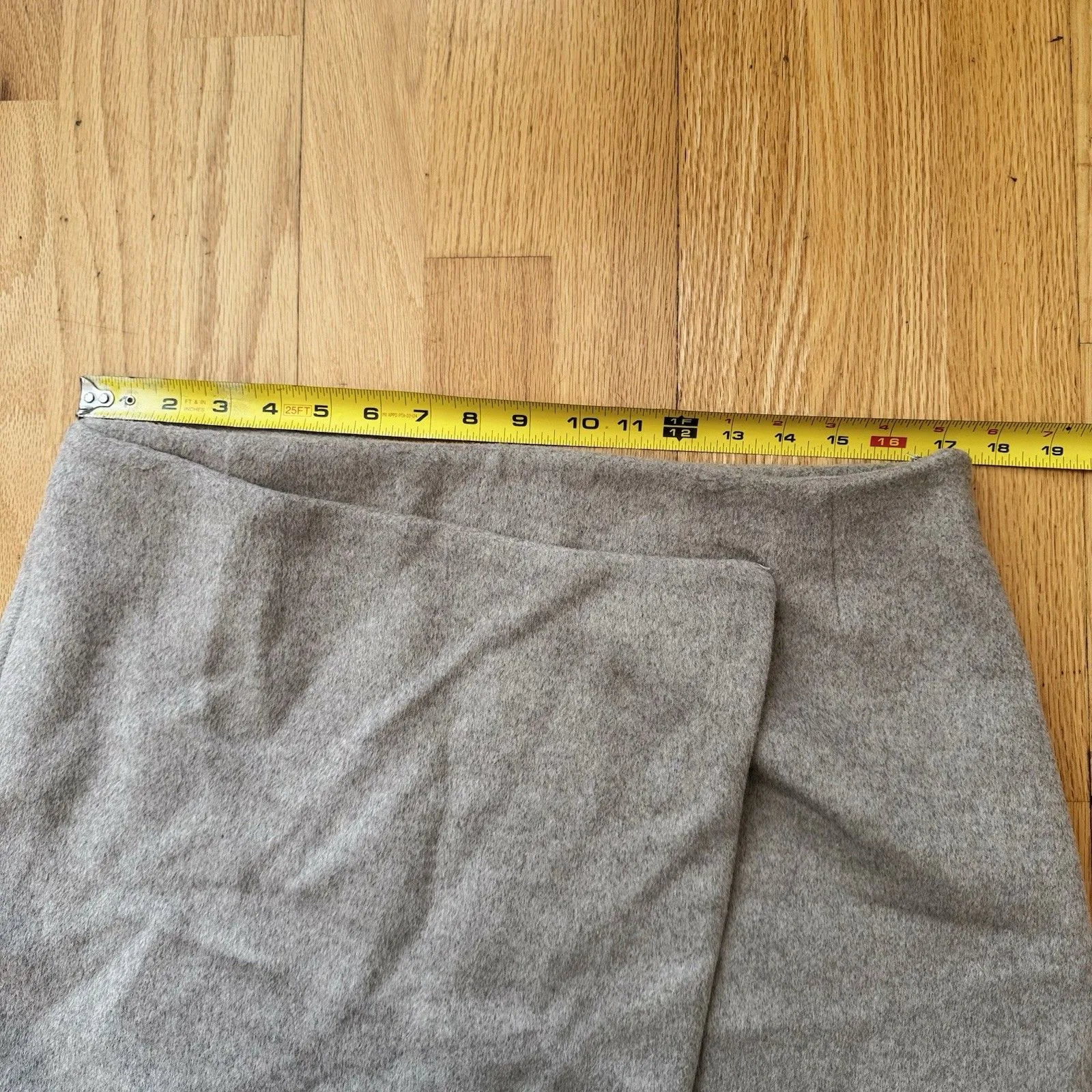 French Connection Adele Felt Mini Skirt Wool Blend Beige Sz 12 NWT Asymmetric - Image 7