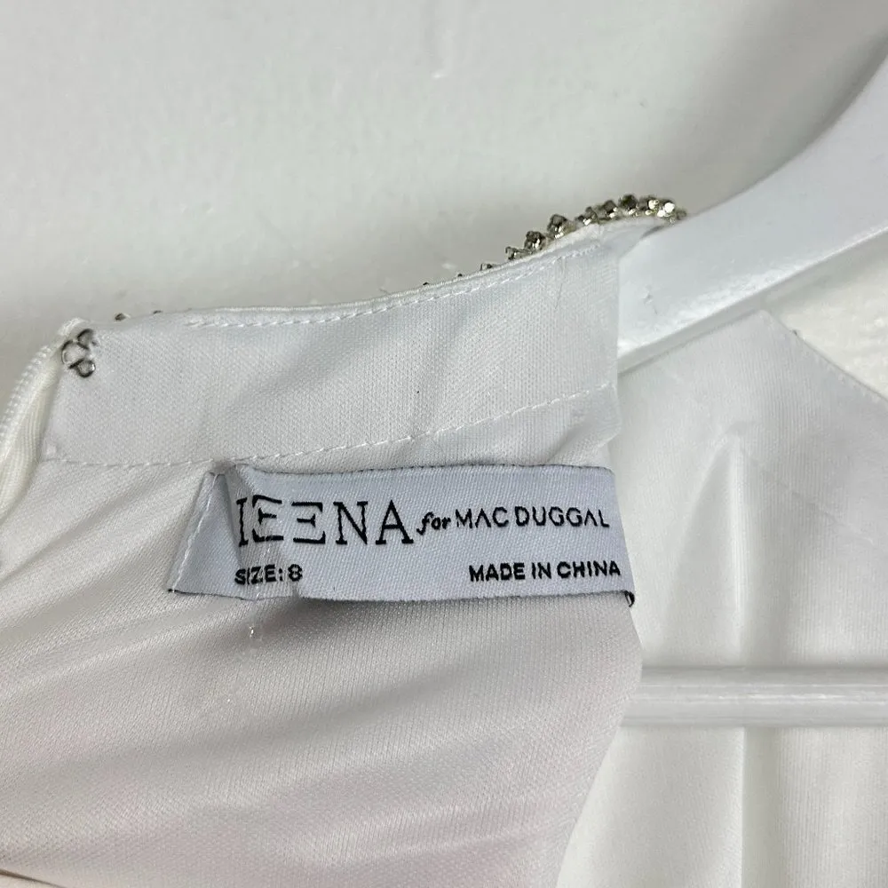 MAC DUGGAL Crystal Neck Ruched Cocktail Dress in White Size US 8 - Image 6