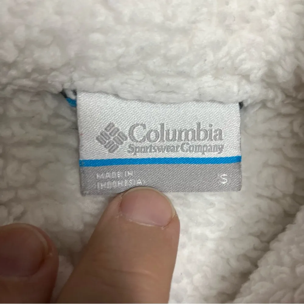 Columbia fast beauty plush fleece Sherpa full zip jacket white & gray size small - Image 3