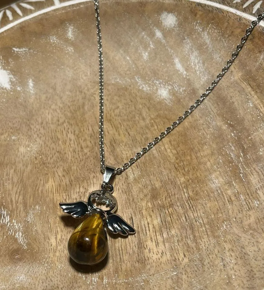 NWOT Tigers Eye Angel Silver Necklace - Image 3