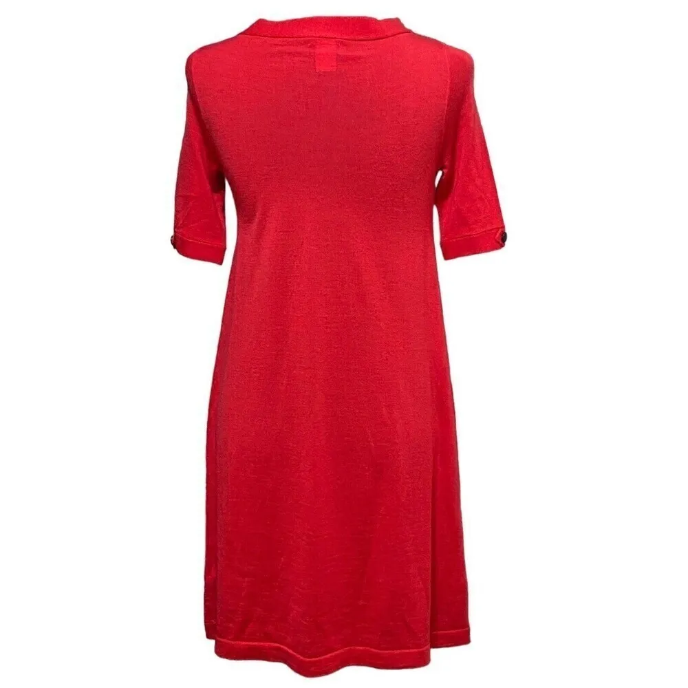 J.Crew Red Wool Sheath Dress Small Retro 90s Y2K Short Sleeve Classic - Image 3