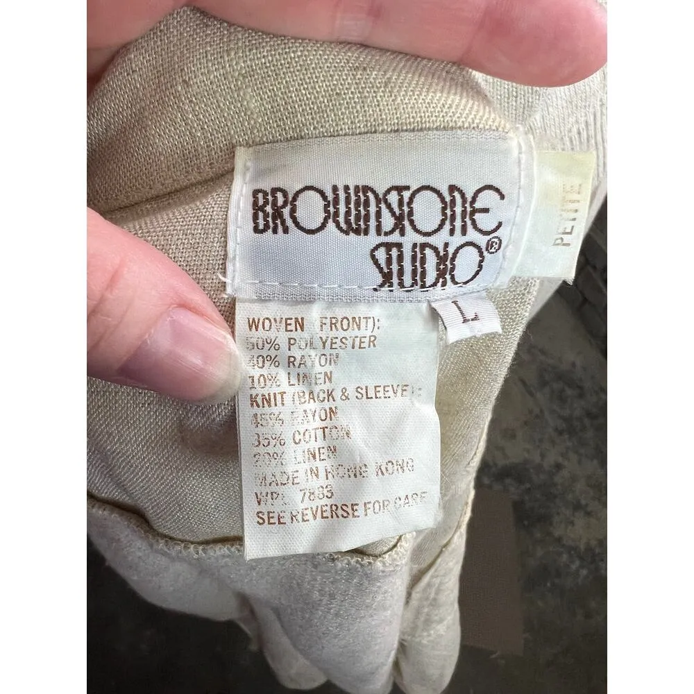 sweater pants set linen blend monochromatic tan Size L - Image 16
