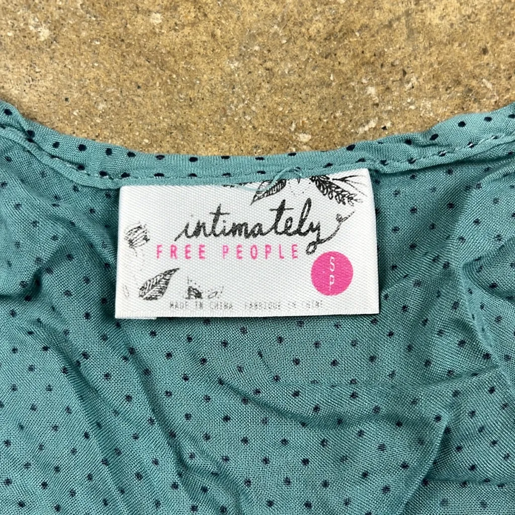 Free People Teal and Navy Voile Lace Trapeze slip dress
Size: Small - Image 3