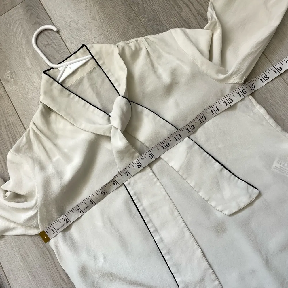Silk Tie Blouse womens White (medium) classy timeless quiet luxury capsule chic - Image 4