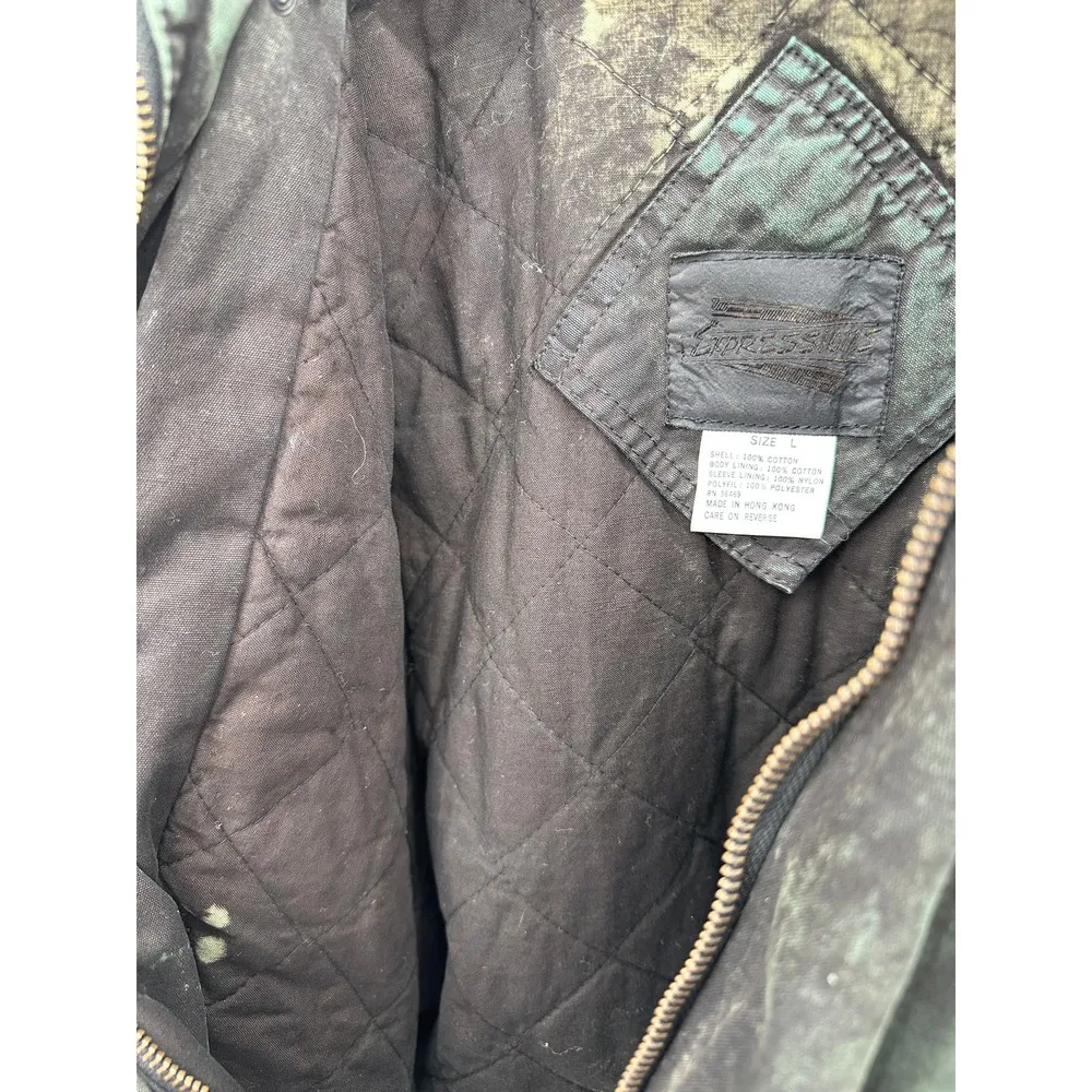 Expressions Jacket Women LARGE Green Acid Washed Full Zip Long Sleeve Bomber - Image 8