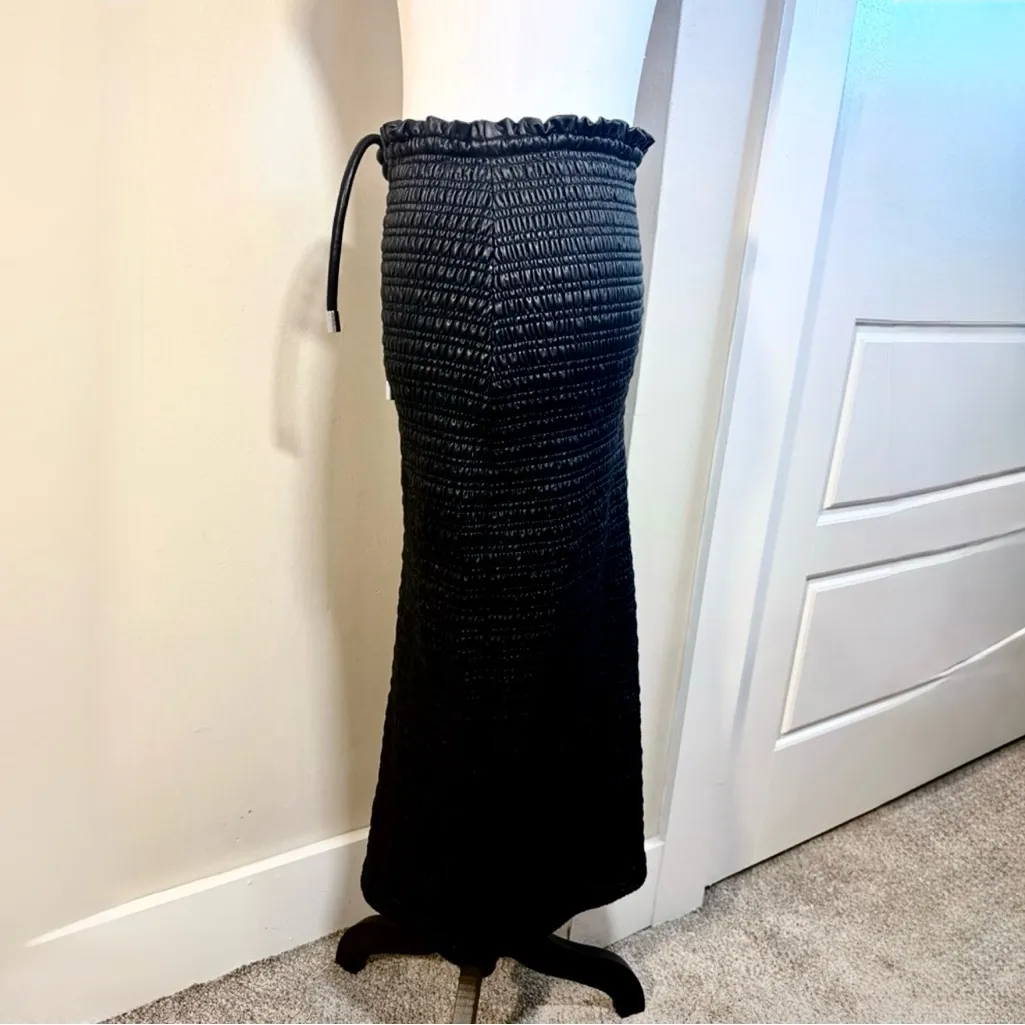 A.L.C. Jaclyn Vegan Leather Paperbag Smocked Stretch Midi Pencil Skirt Sz 6 💛 - Image 7