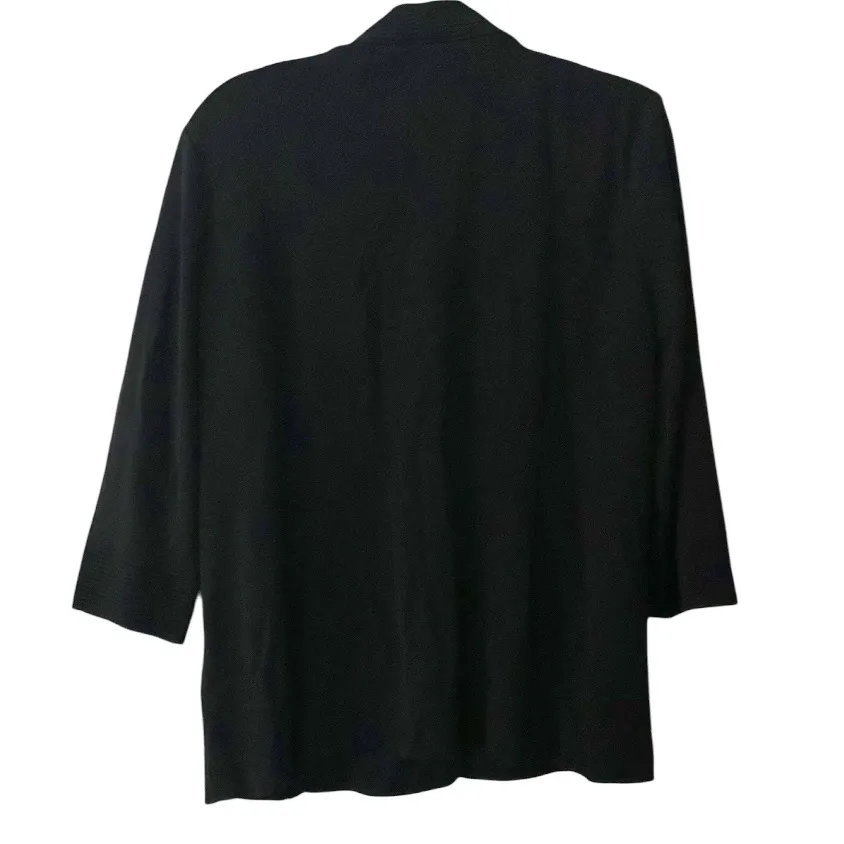 Misook Black Cardigan Sweater Knit Blazer Size Large Gold Tone Single Button - Image 2