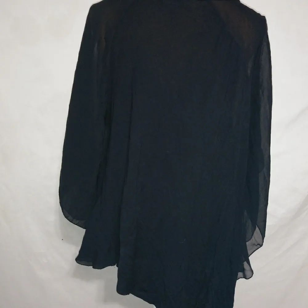 SEVEN7 L Black Sheer Butterfly Sleeves Top - Image 4