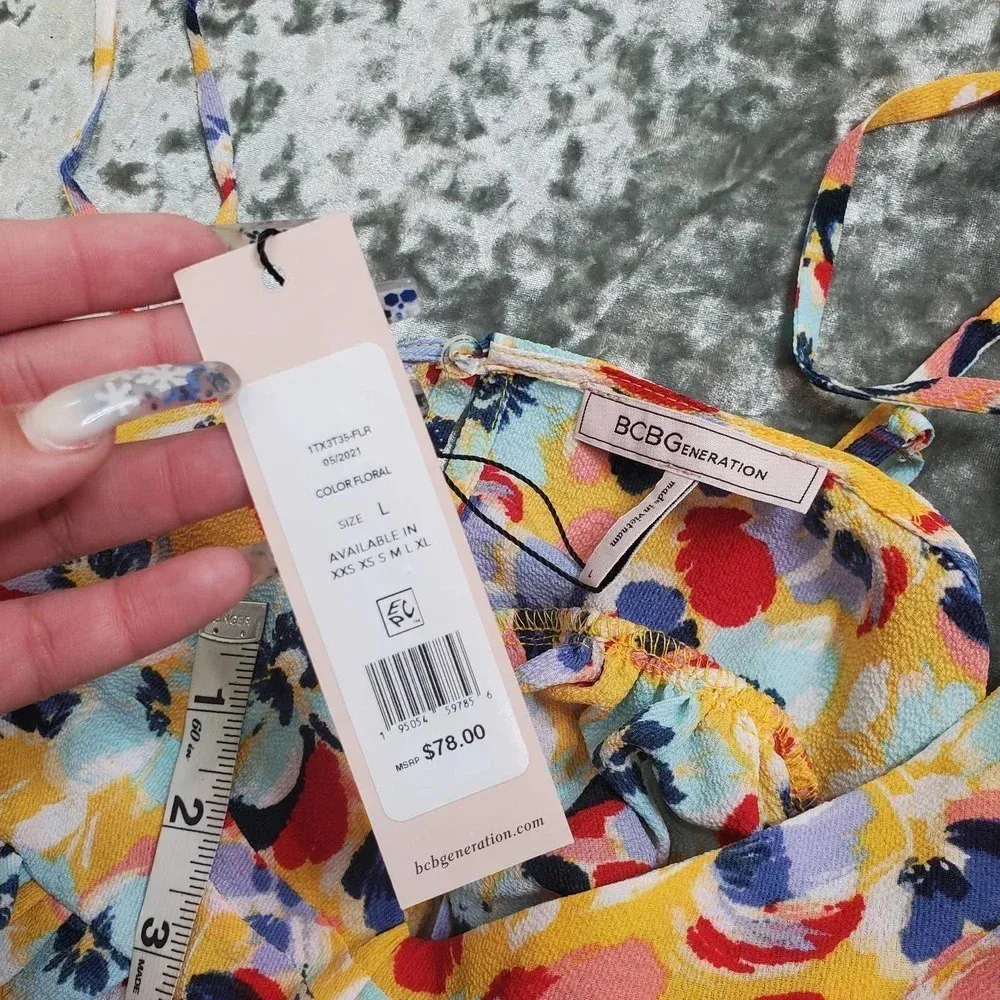 BCBGeneration Floral Cropped Babydoll Cami - Image 3