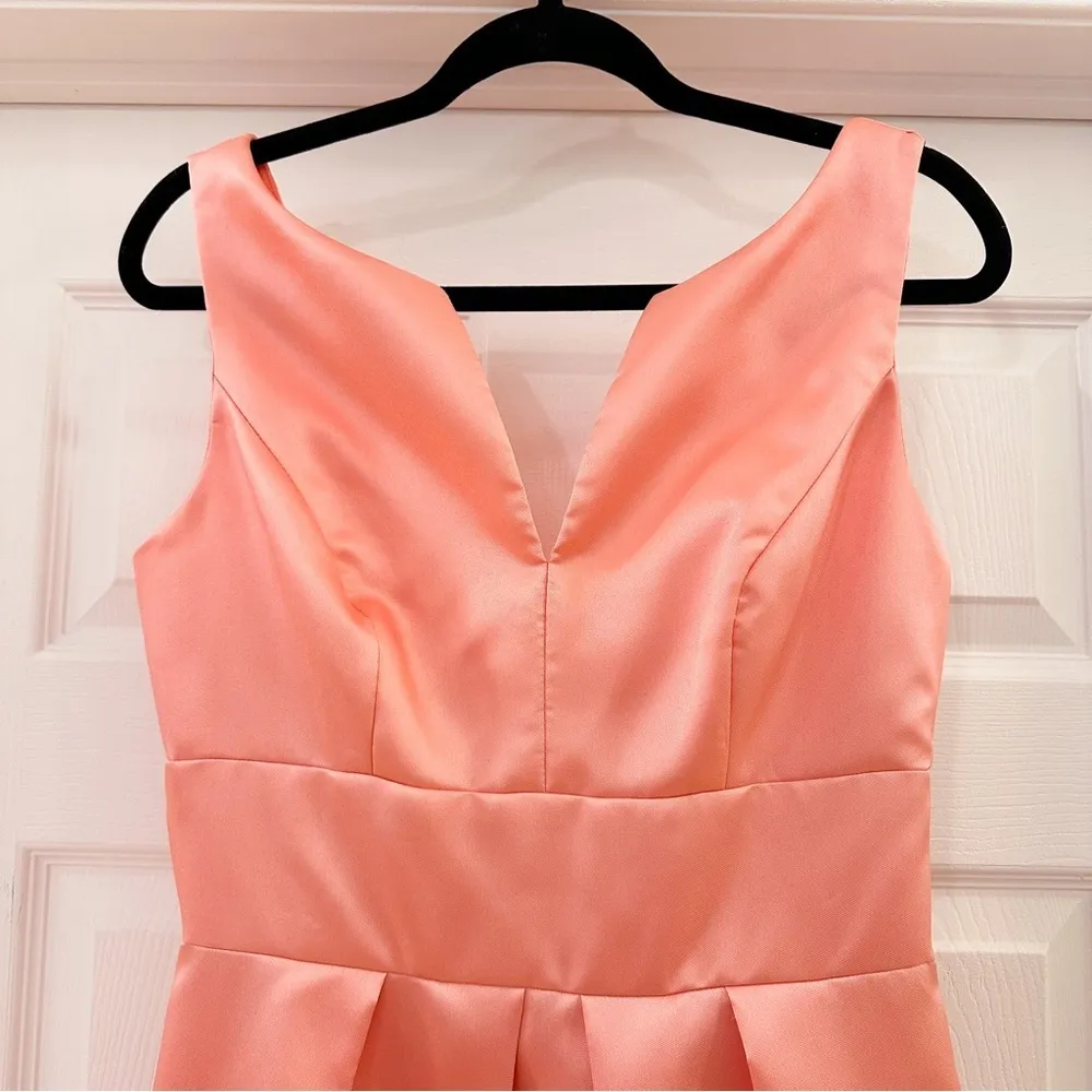 Alfred Sung Peach Pink Taffeta Full Length Formal Gown Coral sz 8 - Image 2