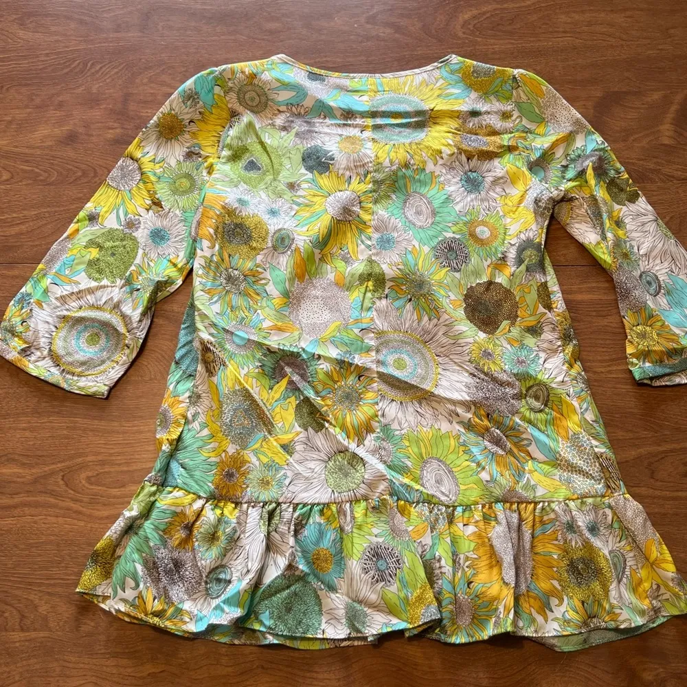 Liberty of London for Target Yellow Green Sunflower Floral Boho Top Blouse XS - Image 9