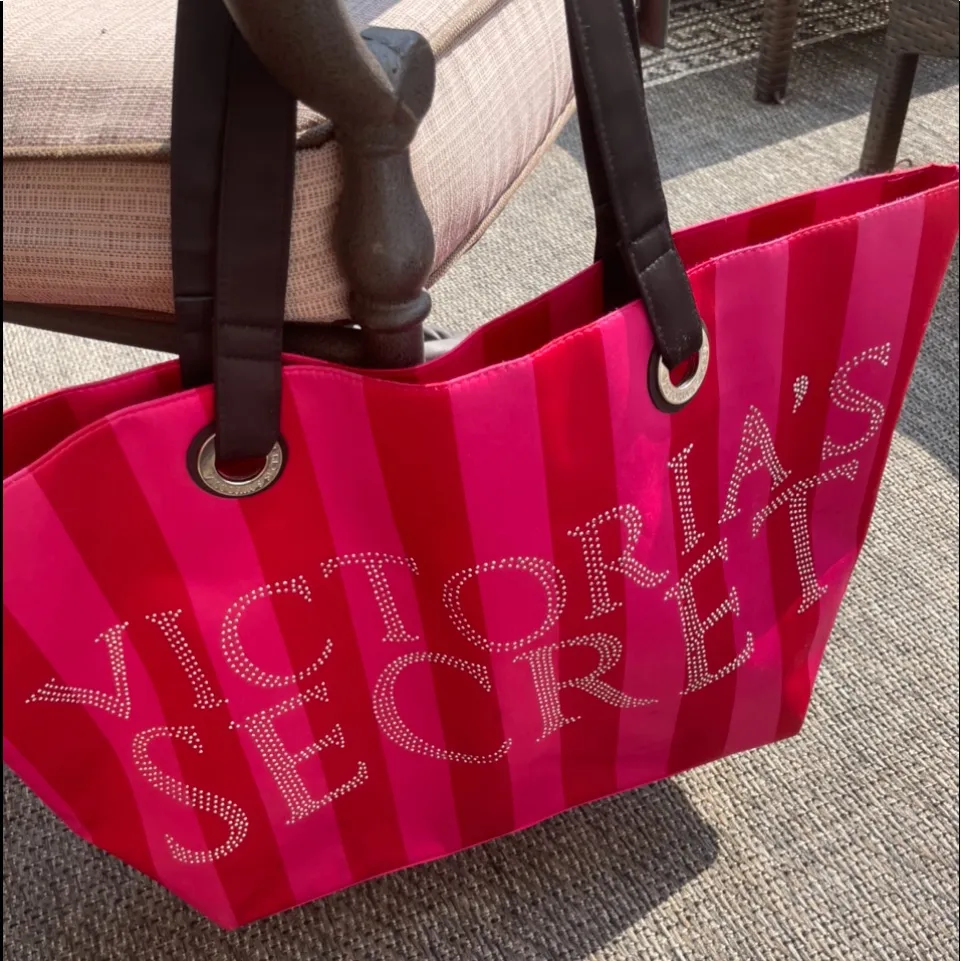 Victoria’s Secret LIMITED EDITION Bling Red Striped Tote Bag - Image 3